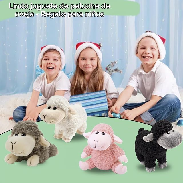 Foto 6 de 8 de lilizzhoumax Juguete de peluche de cordero de 18 cm, soporte realista, oveja, lindo y súper suave