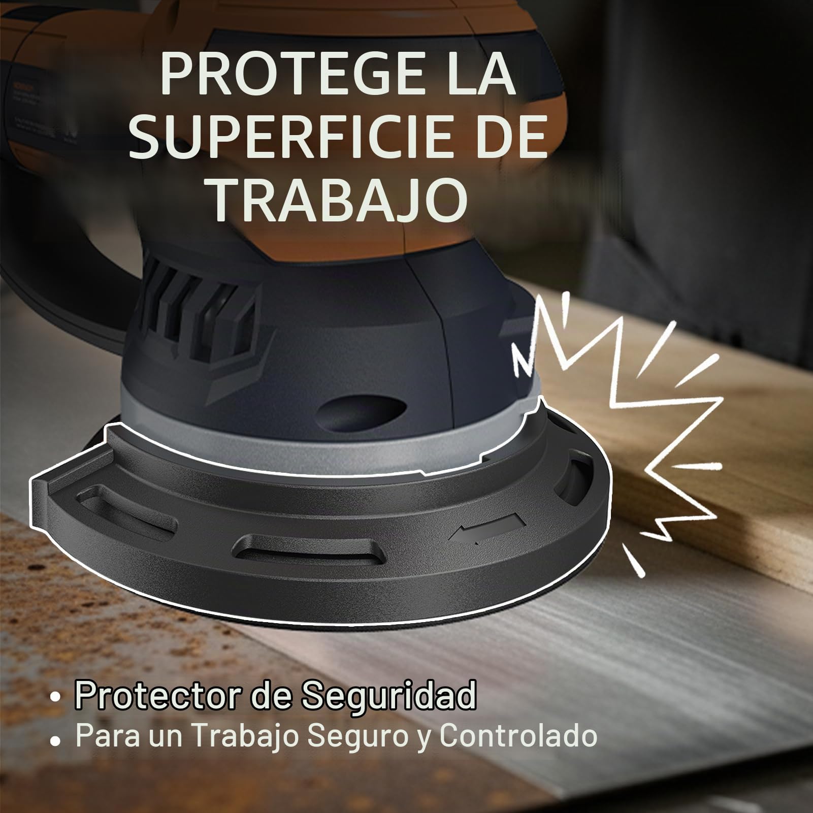 MAXXT Lijadora Orbital de Modo Dual 800W: 2 Modos (Grueso y Fino) / Extracción de Polvo de Alta Eficiencia / 6 Velocidades (3300-7400 RPM) — Ideal para Restauración de Pintura de Autos, Meta y Madera