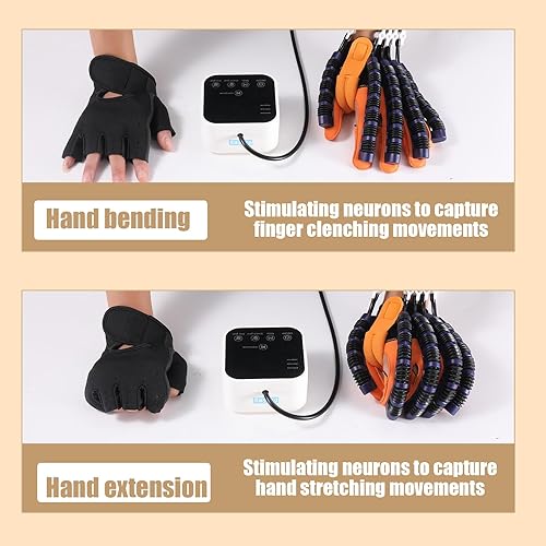 Miniatura 9 de Sayorg Guantes de robot de rehabilitación, equipo de rehabilitación de accidentes cerebrovasculares con función de carga USB, amoladora de mano para