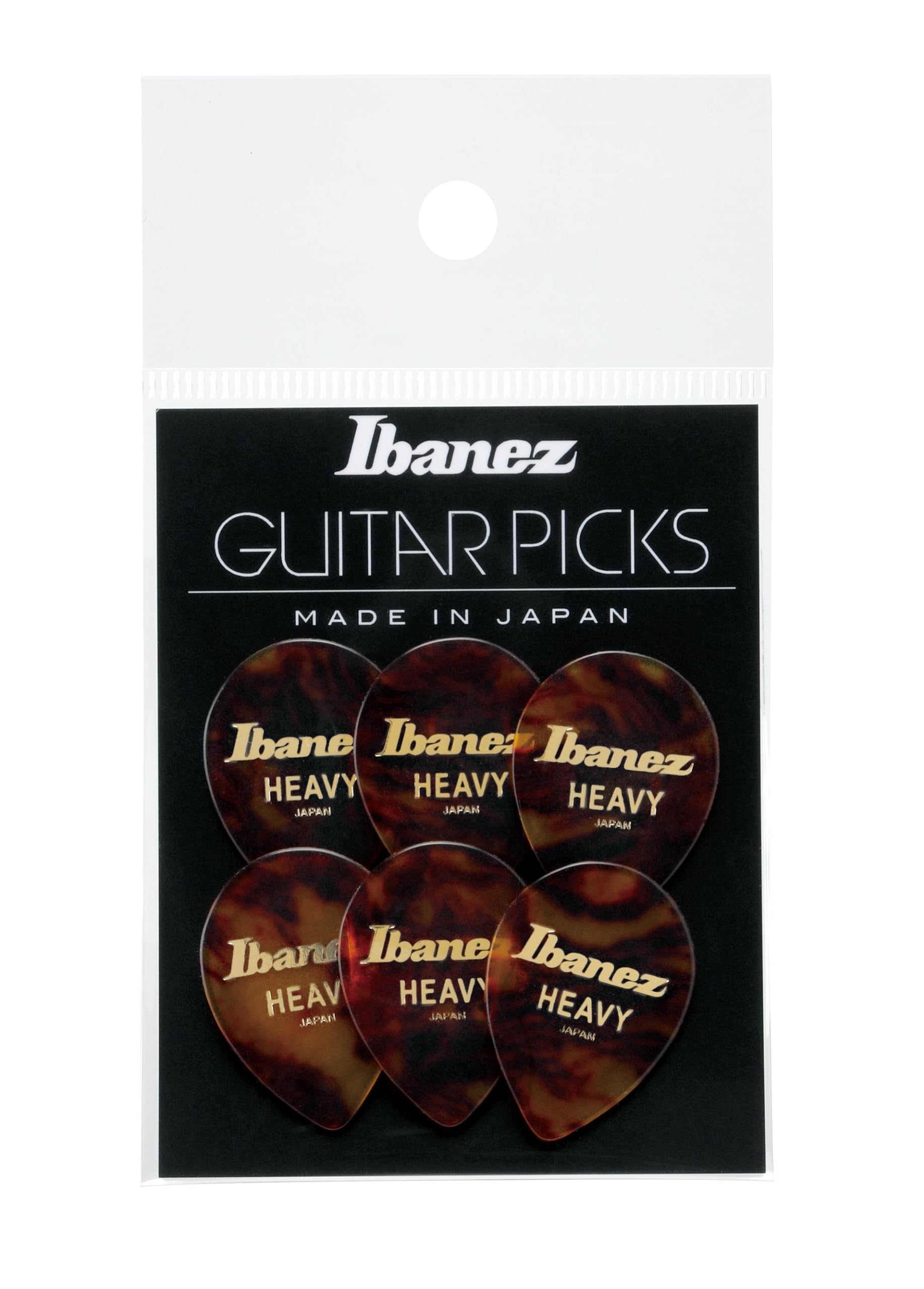 IBANEZ Celluloid Picks Pack of 6 Yellow Brown Marbled - Image 2