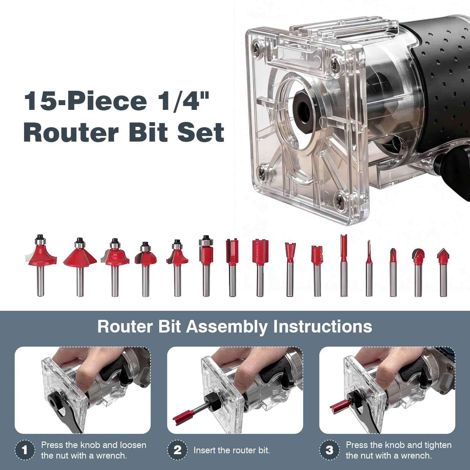 Bois Défonceuse Affleureuse compatible avec Bosch 18V Batterie, 800 W Fraise à bordure sans fil, Routeur à Bois Électrique sans fil avec 5 vitesses, fraise à bords sans balais (sans batterie)