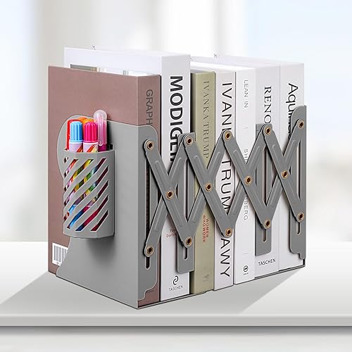 Miniatura 7 de Sujetalibros ajustables, extremos de metal para estantes pesados, organizador de archivos de revistas de escritorio para el hogar, oficina, libros,