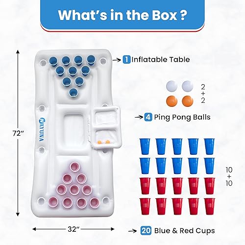 Miniatura 3 de NAYUNA Flotante con enfriador y 20 tazas de fiesta, mesa de billar inflable, fiesta de verano, juegos de piscina, accesorios para adultos, flotador