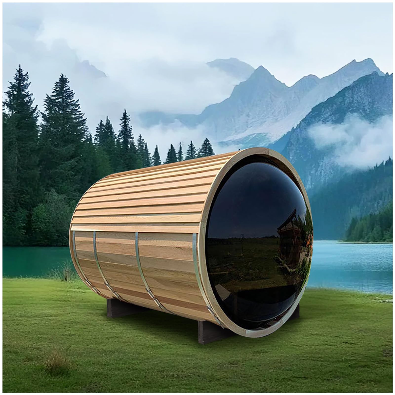 ZONEMEL Wood Steam Sauna with Panoramic View