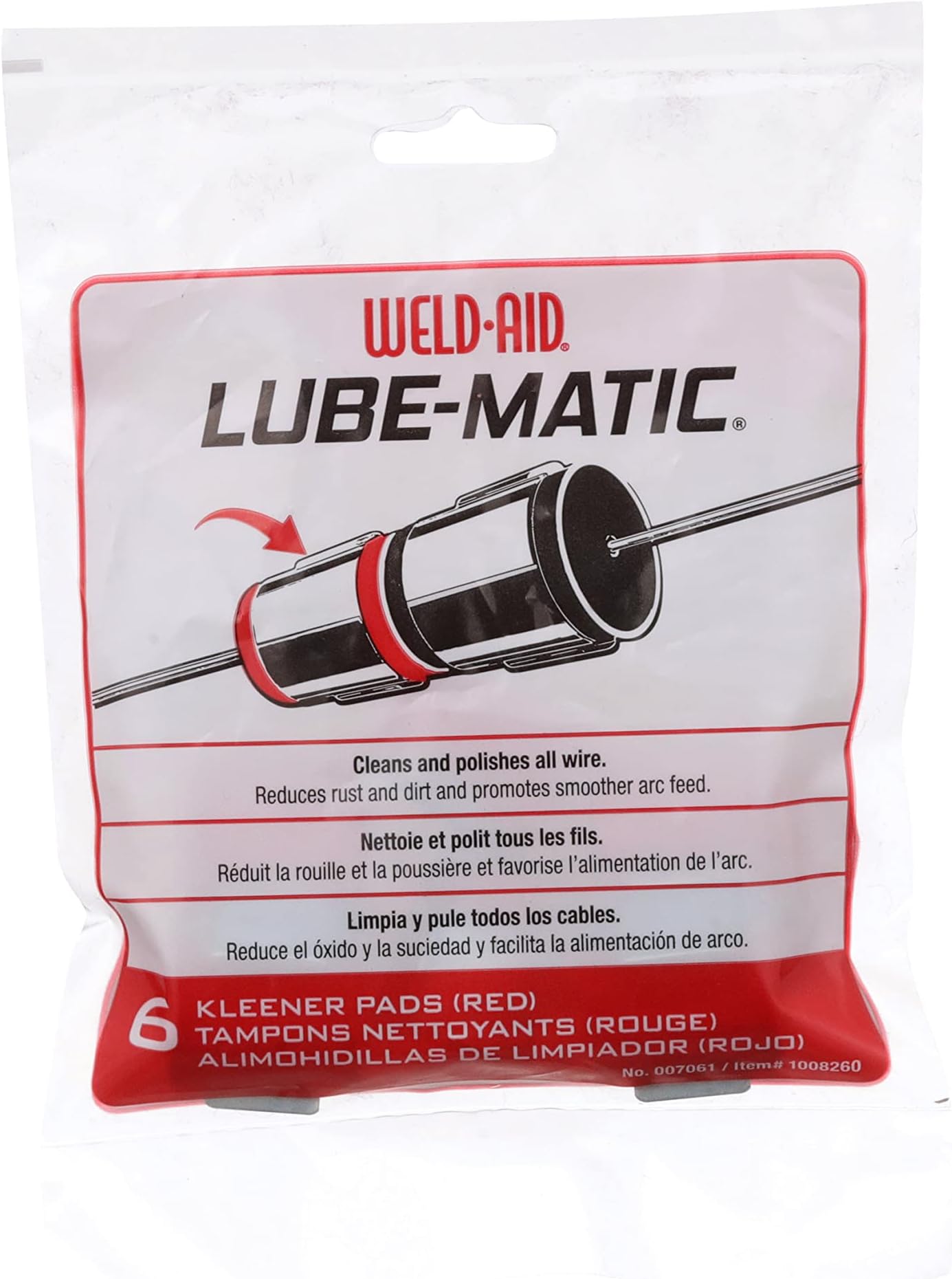 Weld-Aid-7061 Lube-Matic Wire Kleener Pad, Red (Pack of 6)
