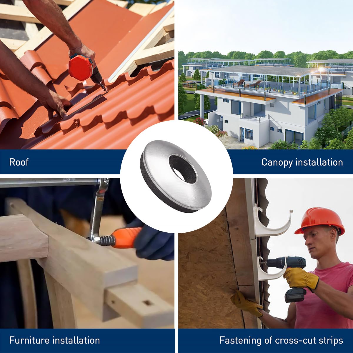 Produktbild von 30 Stück 304 Edelstahl-EPDM Verbunddichtungsscheiben – 5,5x30mm, 2,5mm Dick – Neopren/Stahl Kombi – Wasserdicht, Säurefest, Für Bolzen & Schrauben