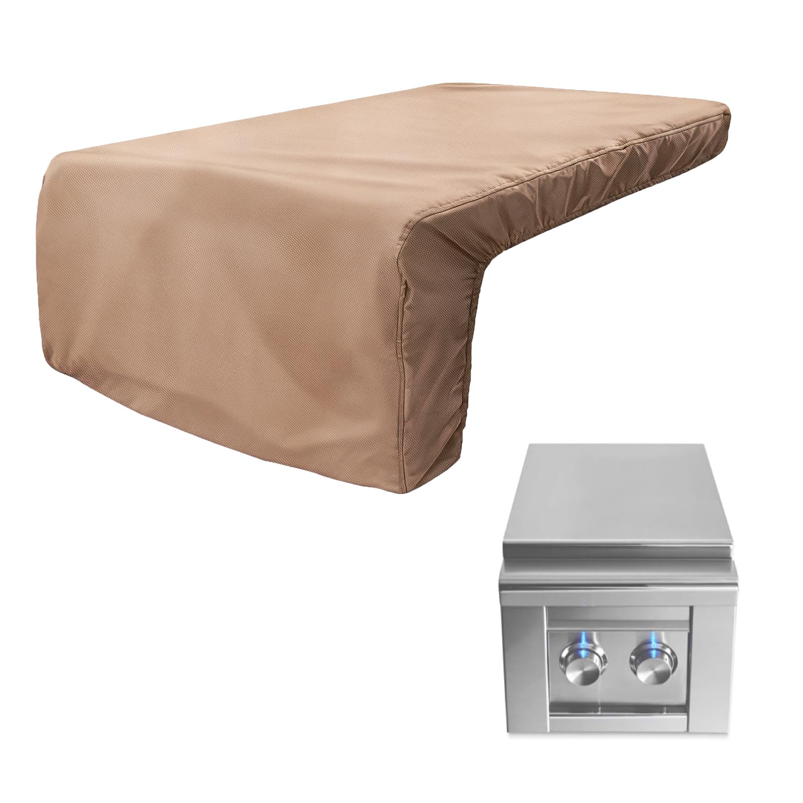 Cover for Lynx Double Side Burner Built-in,Heavy Duty 600D Waterproof Outdoor Grill Burner Cover with Plush Lining,28''L x 13''W x 13''H,Khaki — image 1