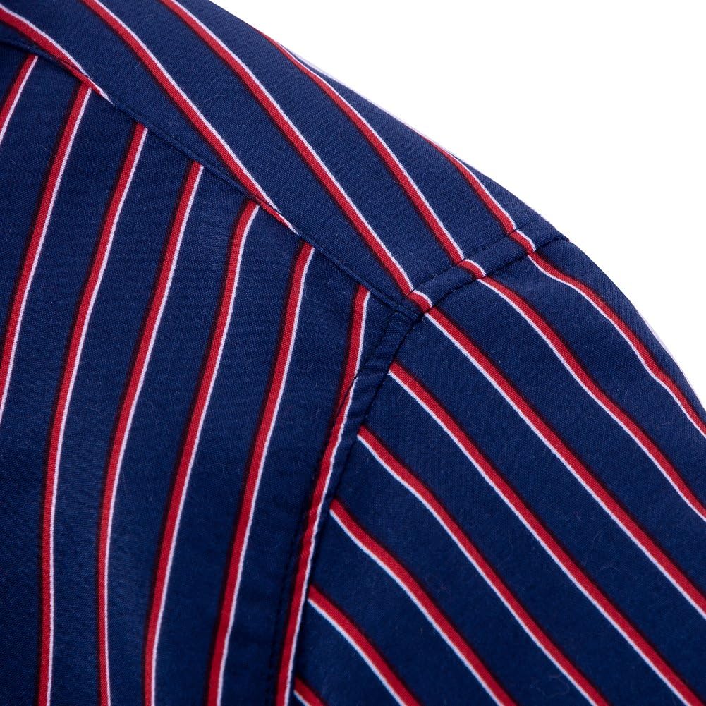 Men's Casual Business Vertical Striped Button Down Long Sleeve Dress Shirts - Image 3