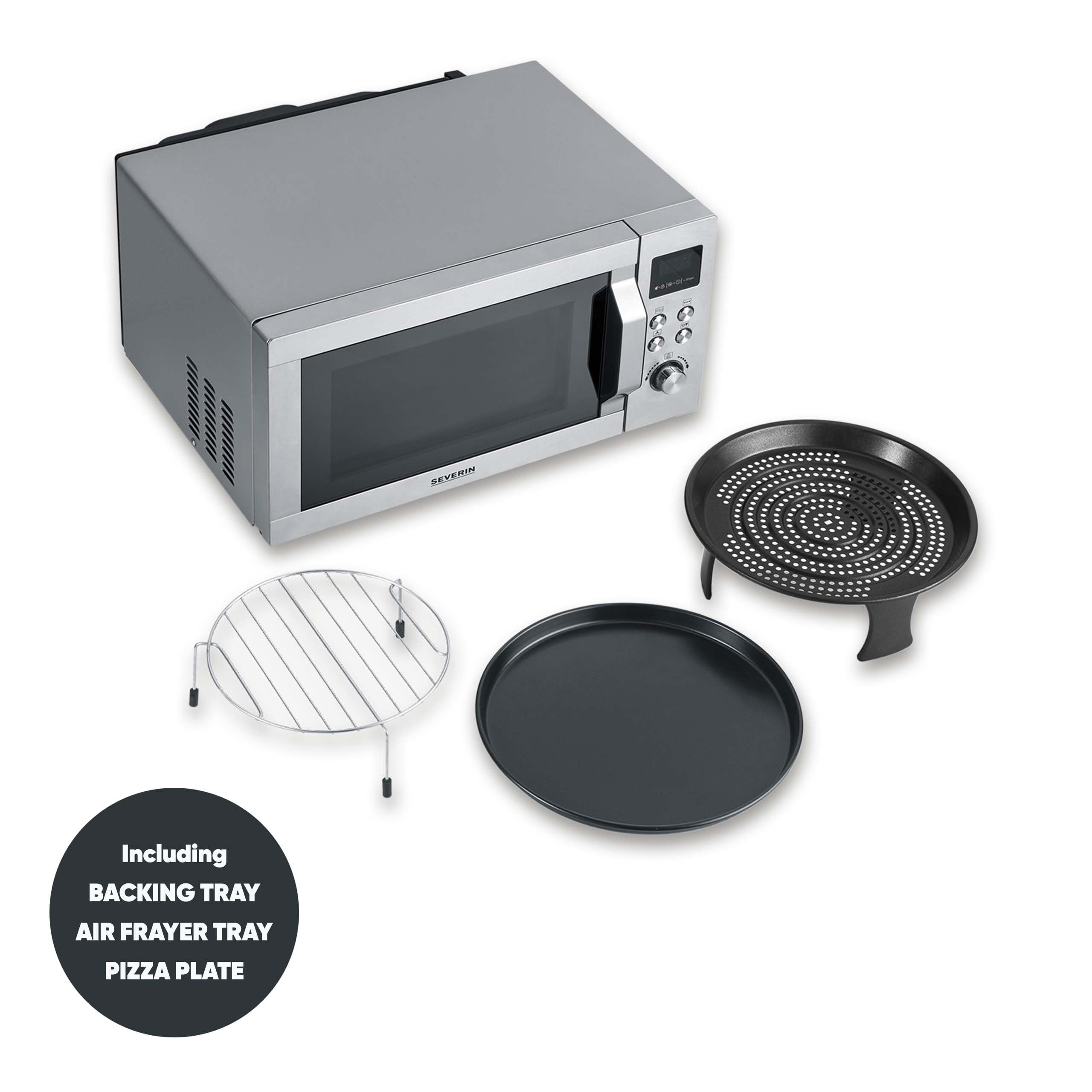 SEVERIN - Microonde con grill e funzione aria calda 900 W - Acciaio inossidabile MW 7918