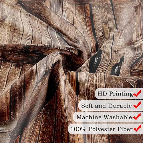 Miniatura 5 de Cortina de ducha rústica para puerta de granero para baño, tablero de madera retro campestre, juego de cortinas de decoración de baño, cortinas de