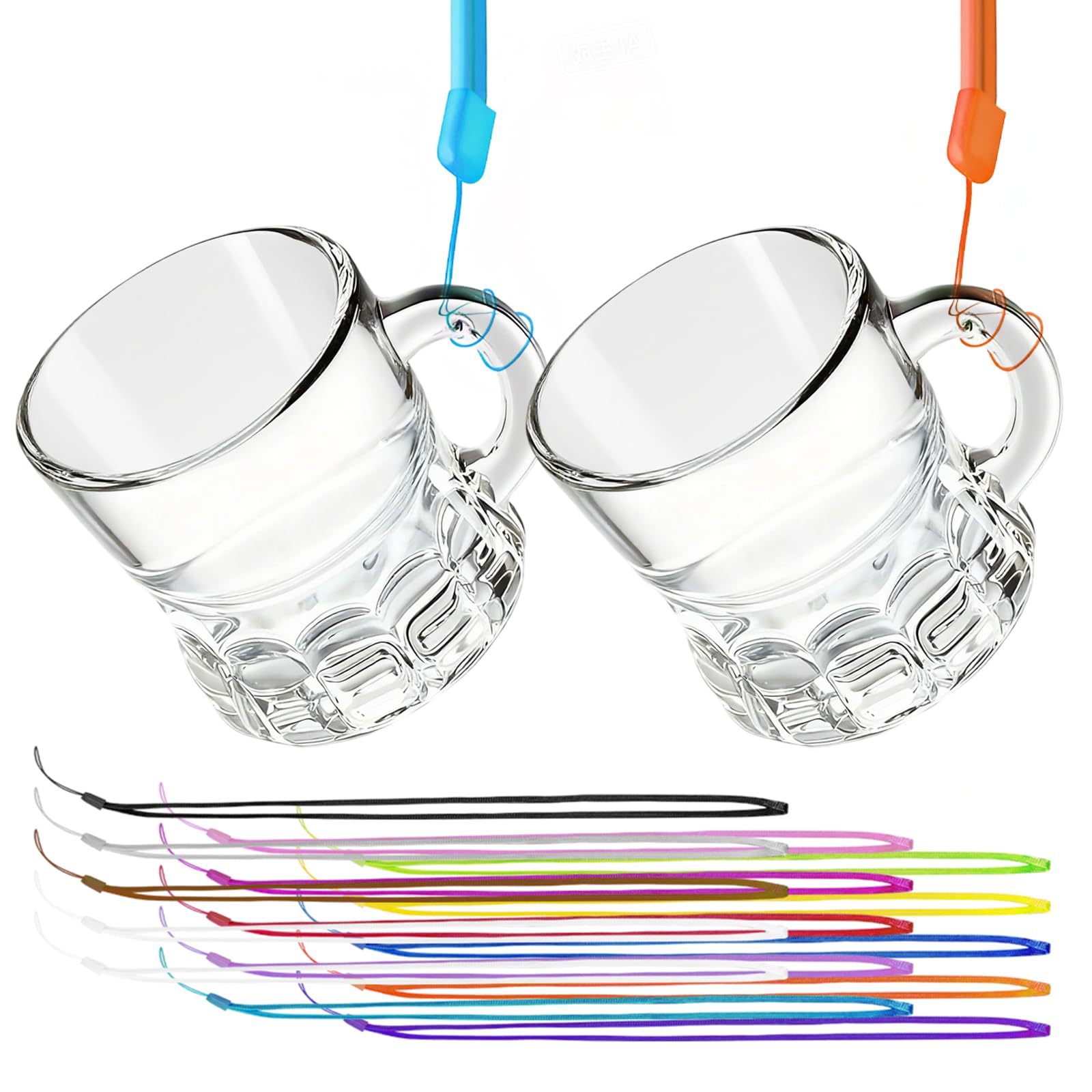Mssushi 15 pezzi Bicchieri da Shottino 30ML Bicchieri con Manico e Collana, Bicchiere da liquore con fondo spesso, Per addio al nubilato Addio al celibato Matrimonio Carnevale Compleanno
