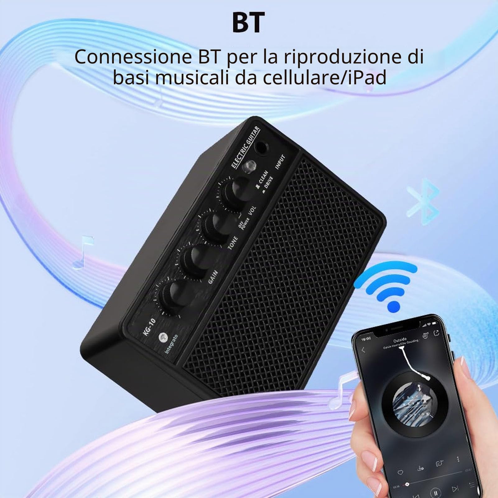 Amplificatore di Chitarra da 10W, Mini Amplificatore per Chitarra, Amplificatore di Chitarra Elettrica Ricaricabile, Amplificatore Piccolo Portatile, per la Pratica Quotidiana