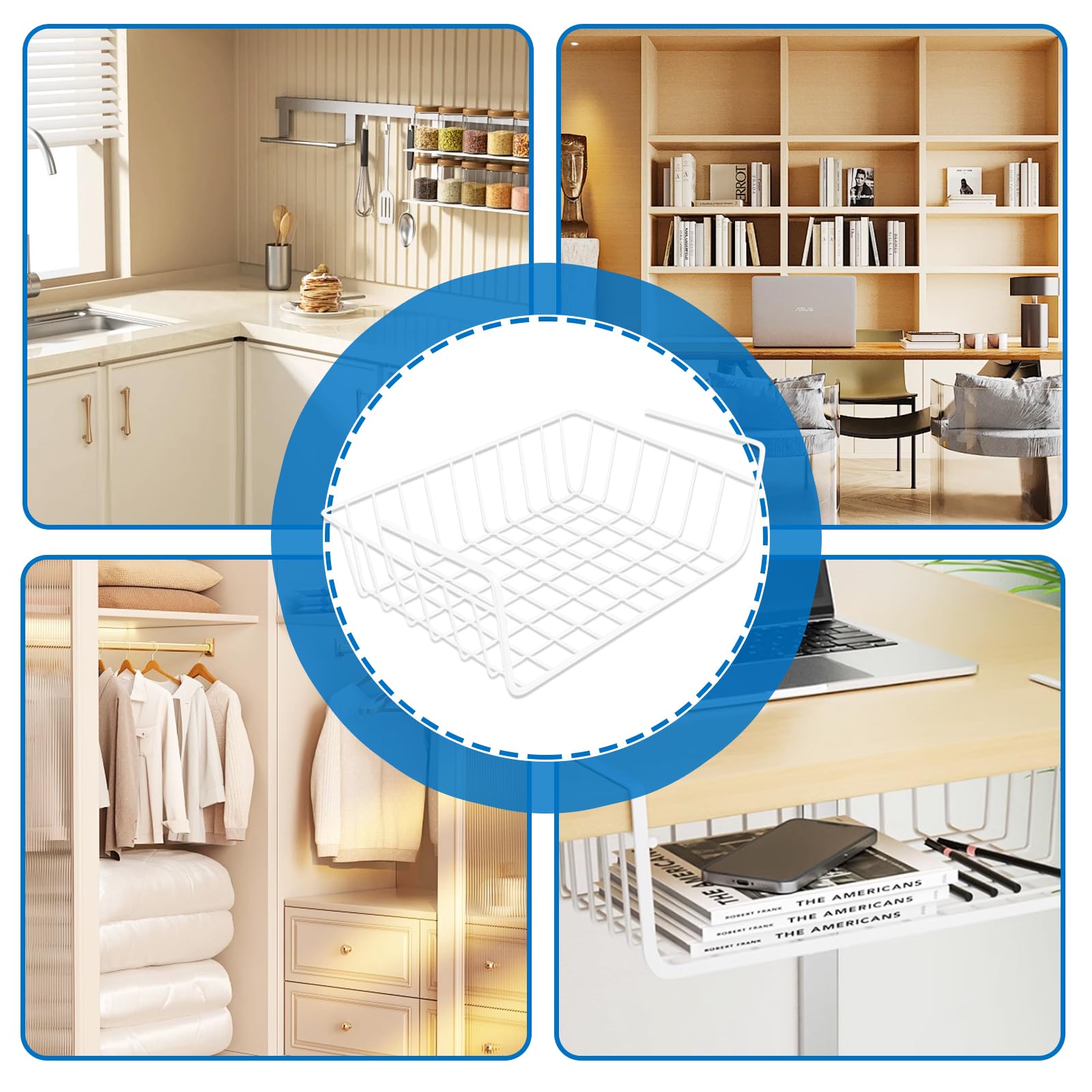 CYEER Cestino Appeso per Ordine, 30,5x21,5x11,5cm, Capacità 4,5kg, Metallo Anti-Ruggine, per Cucina, Bagno, Ufficio, Armadietti