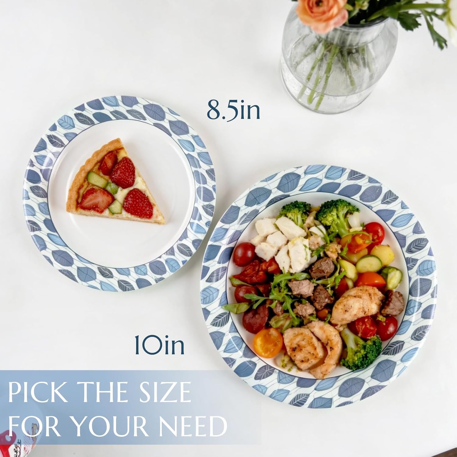 OuMuaMua 8.5 Inch Paper Plates, 300 Count Heavy Duty Disposable Plates, Soak Proof & Cut Resistant, Microwave Safe, Sturdy Bulk Plates for Everyday Meals & Family Use