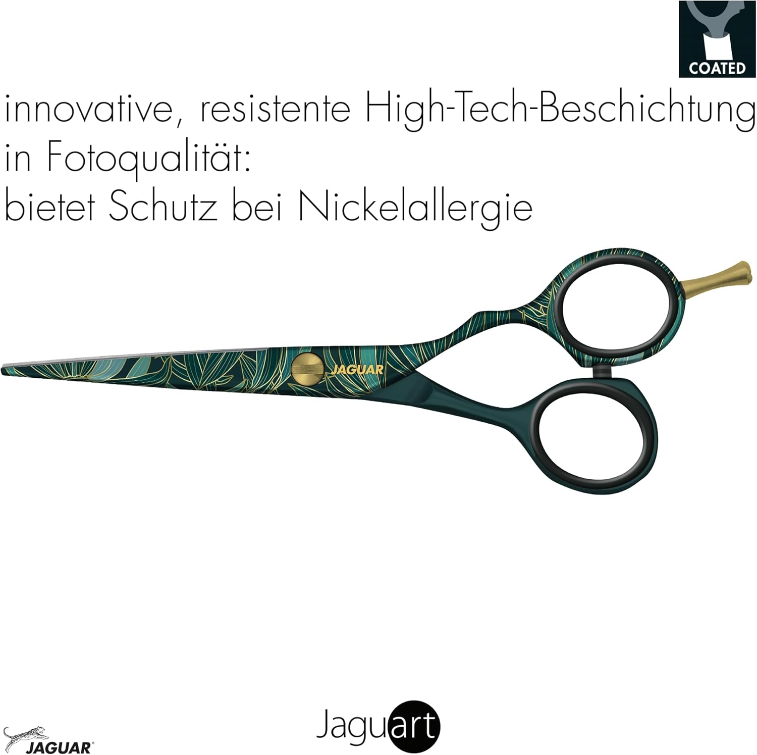 Jaguar Exotic Island Jungle Green Hairdressing Scissors, Right Handed Offset Handle, 5.5 Inch