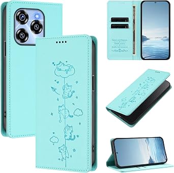Case Cover Compatible with Oukitel C50 RFID BlockingCard Holder Magnetic Closure Flip Kickstand Mint