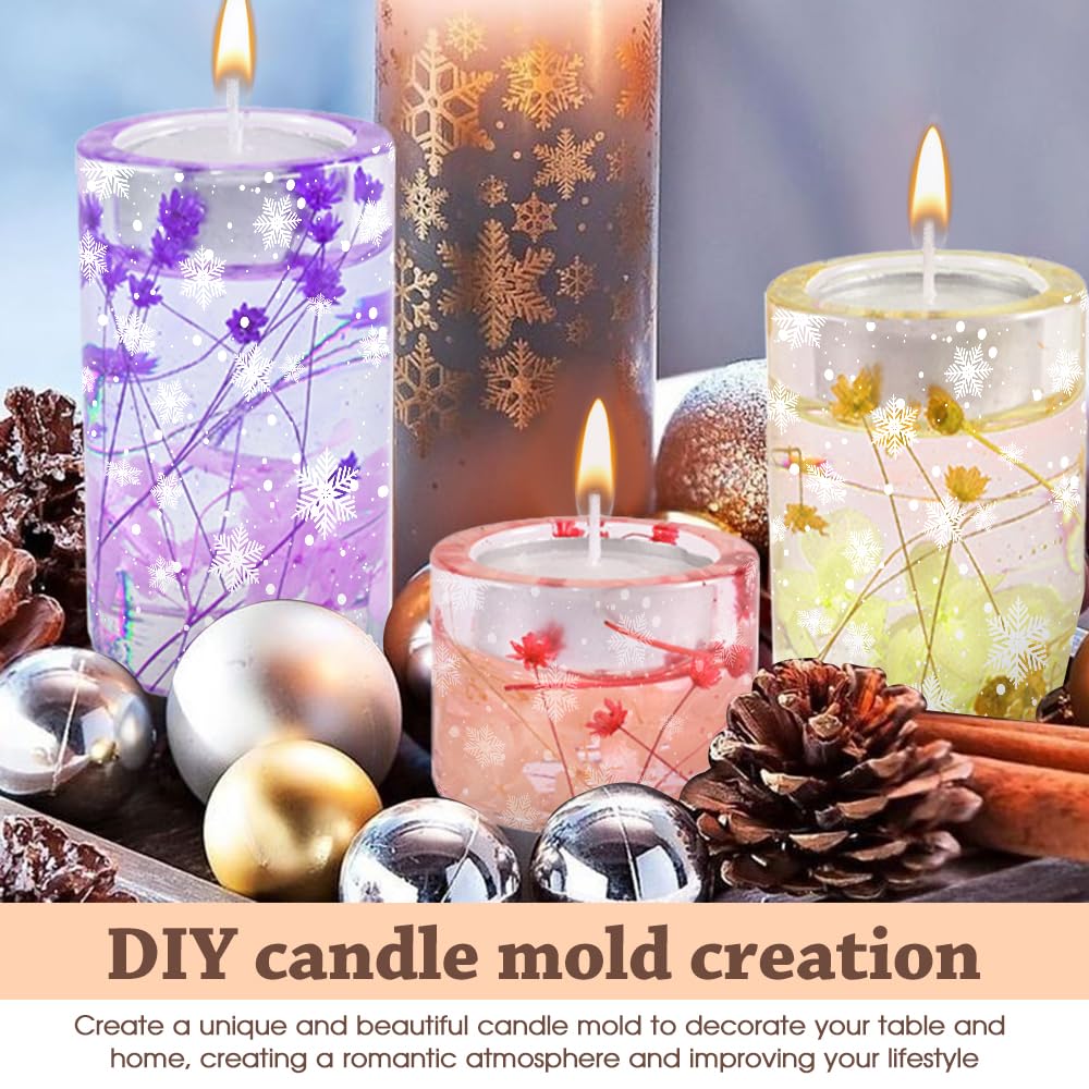 Moule Bougie Silicone, 3D Moule Bougie, 9 Pièces DIY Moule à Bougie
