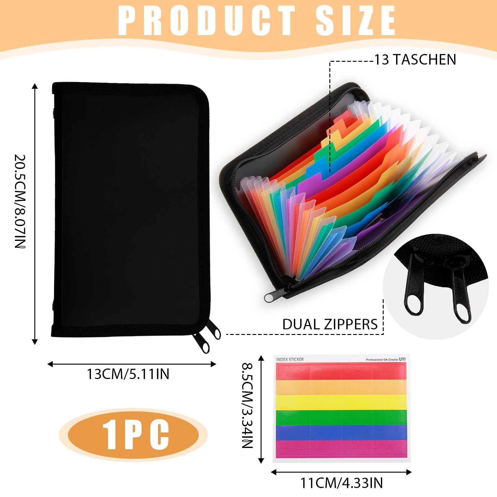 Q-CONNECT Trieur, A4, PP Transparent, Avec 13 Compartiments, Fermeture