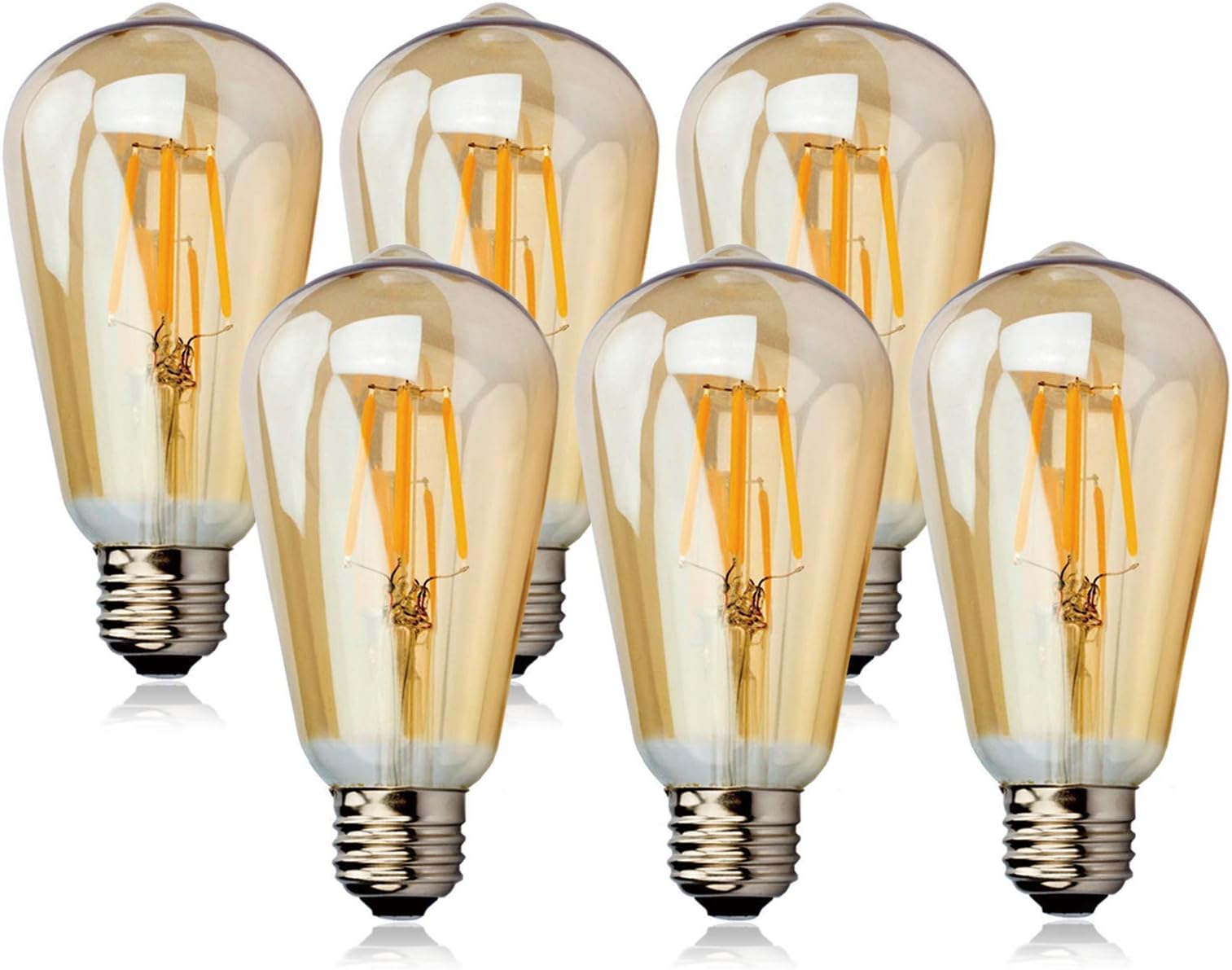 BESLAM 5.5W LED Vintage Light Dimmable Antique LED Bulbs Amber Glass LED Edison Bulbs Squirrel Cage Filament Bulbs, ST64 (ST19) E26 Medium Screw Base, 60W Equivalent, 550 Lumens, 2200K Warm Glow
