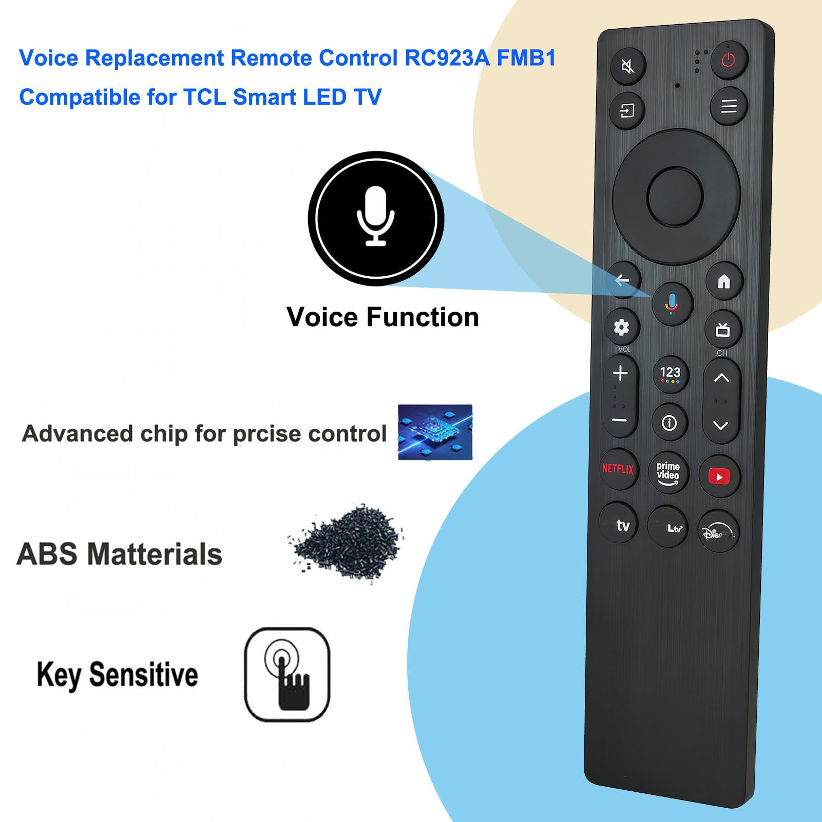 RC923A FMB1 Per TCL Smart LED Voice TV Telecomando