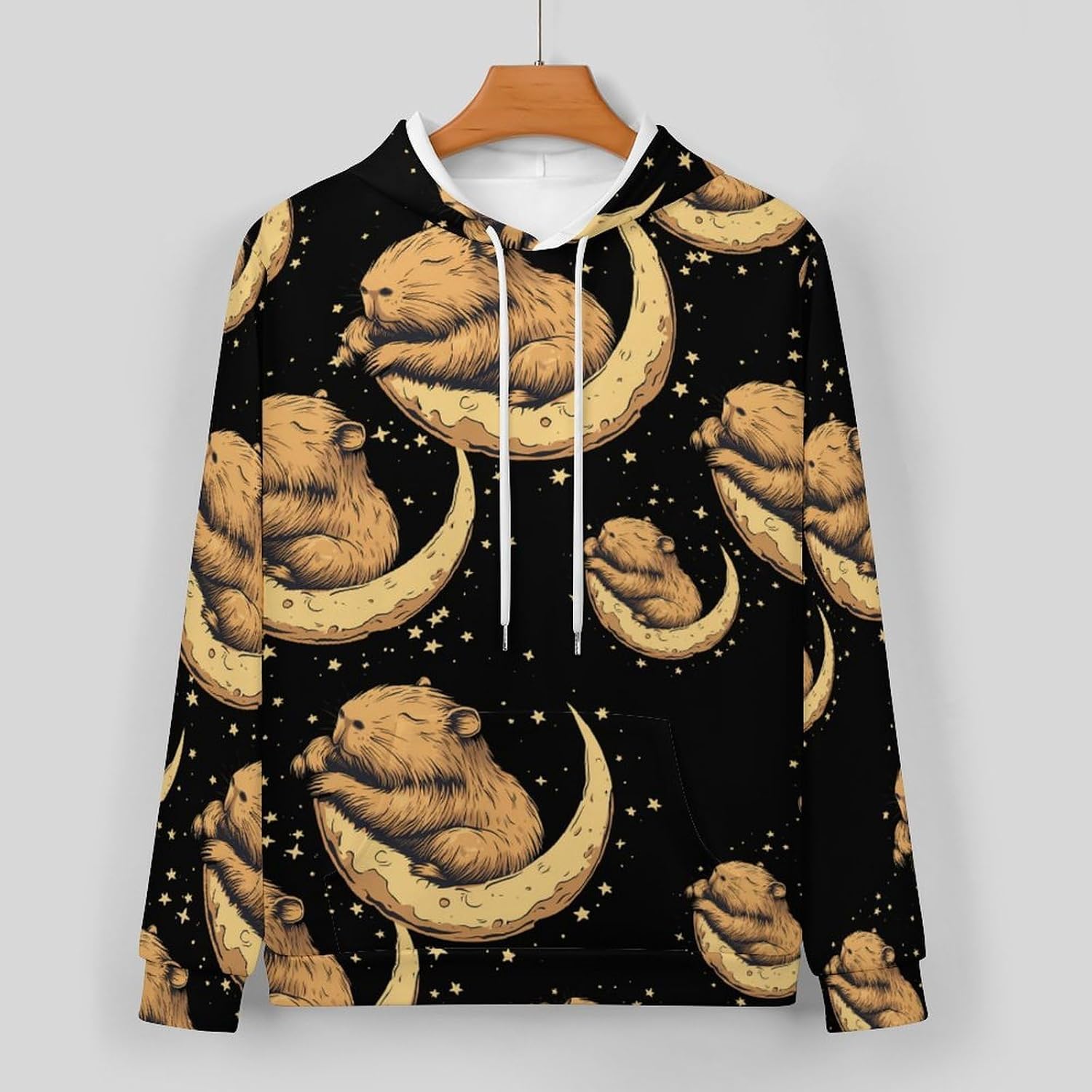 Capybara Moon Men's Hooded Set Casual 2 Pieces Suits Pullover Tracksuit Hoodies And Sweatpants