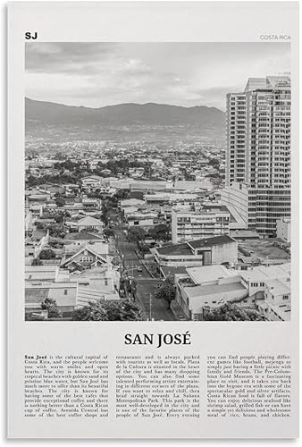 Impresión de San José en blanco y negro de Costa Rica, arte de pared de San José, póster de San José, foto de San José, póster de San J, pintura disponible en Yaxa El Salvador