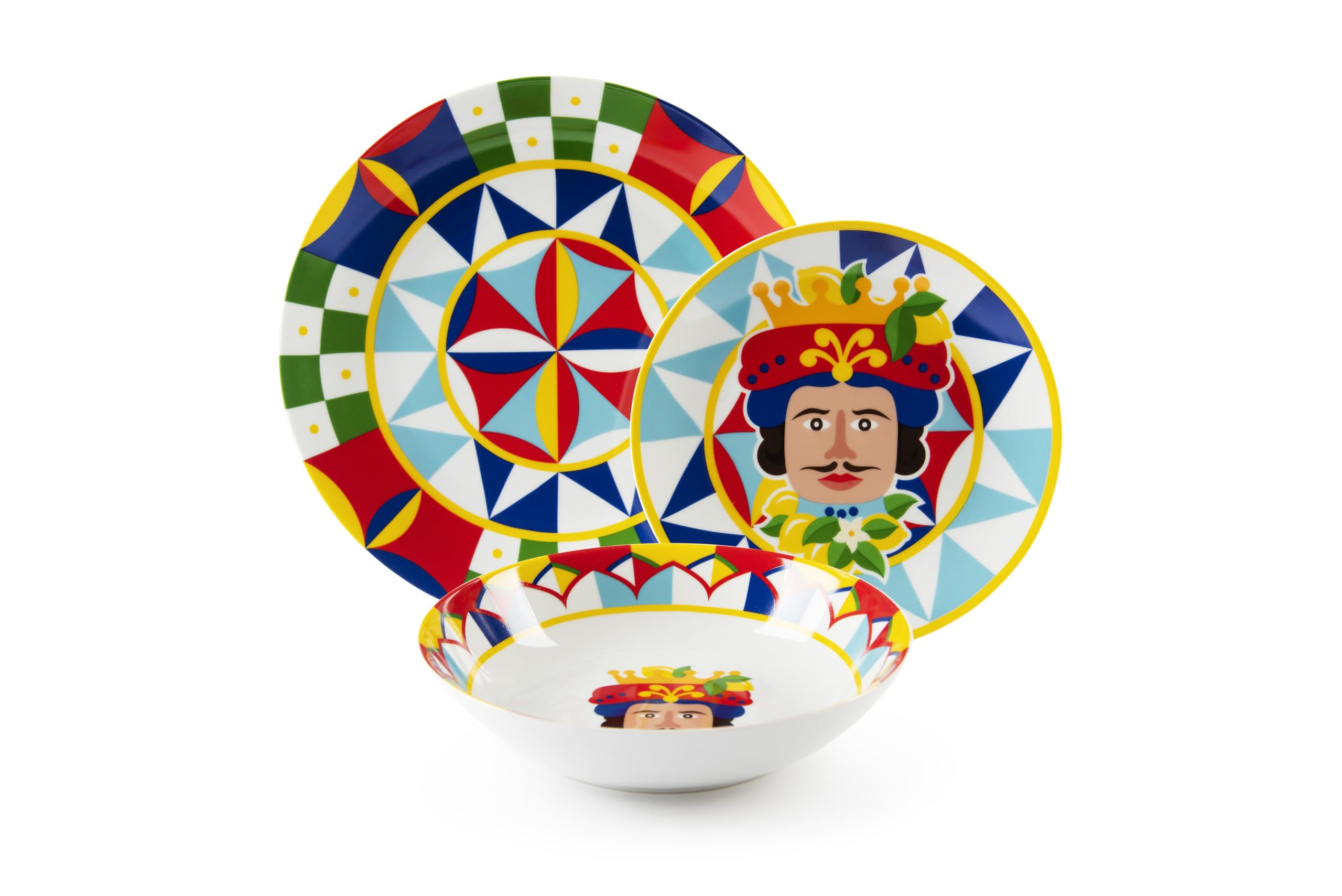 Excelsa Sicilian Rhapsody Service de vaisselle, style sicilien, porcelaine, 18 pièces