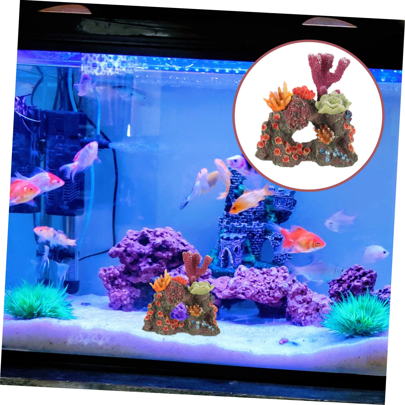 Sosoport 3pcs Künstlicher Steingarten Aus Korallen Aquarium Korallenriff Ornament Tank Pflanzenaquarium Desktop-Aquarium- Strand Luft Schwimmpflanzen Für Aquarien Nautisch Wasser Harz