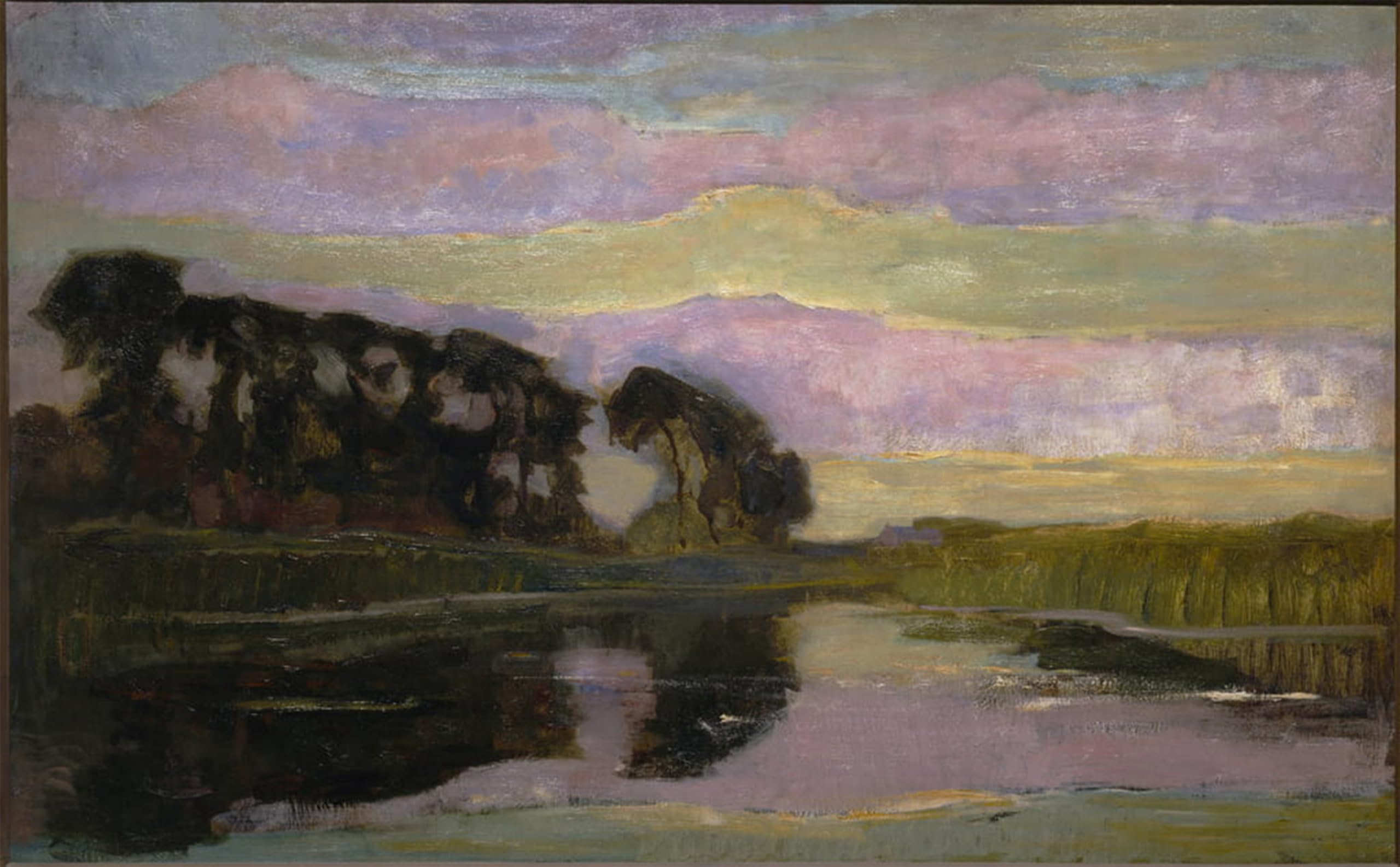 Cuadro de lienzo Mondrian Riverscape con árboles rosa 60x90cm 5
