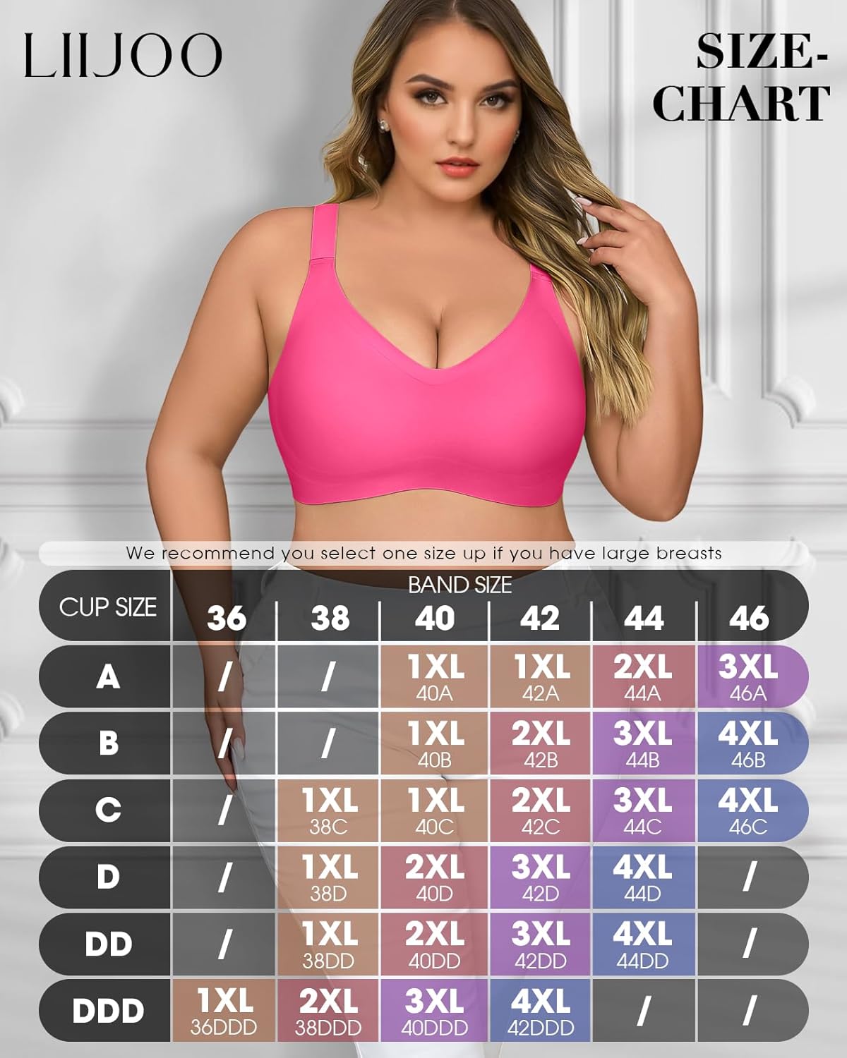 Women’s Plus Size Full Coverage Wireless Bras Supportive Wide Strap Comfort Bra for Sagging Breasts No Back Fat Minimizer Bra - Image 7