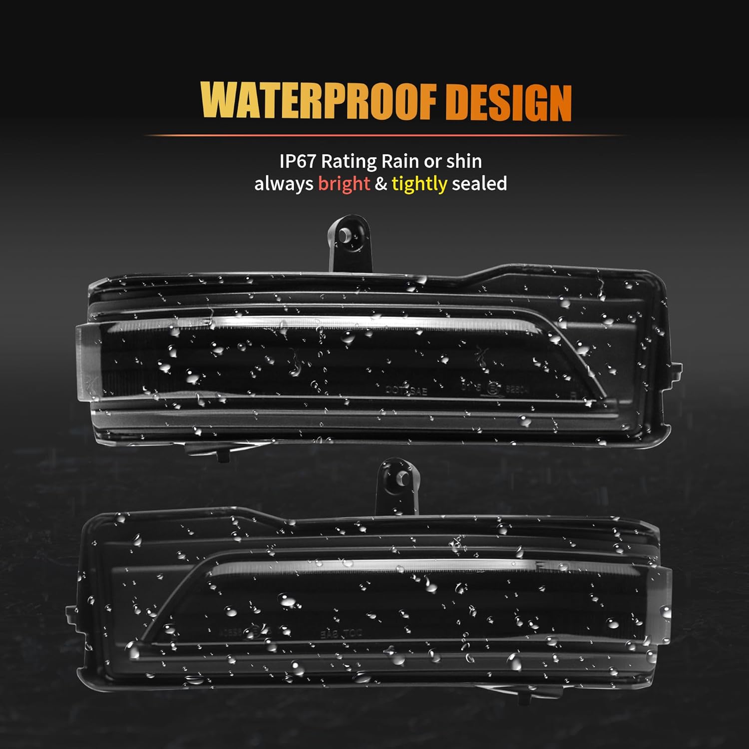 LED Mirror Turn Signal Lights Compatible with Dodge Ram1500 2019-2024 Sequential Amber Blinker 2PCS Smoke Lens (Not compatible with Classic models)