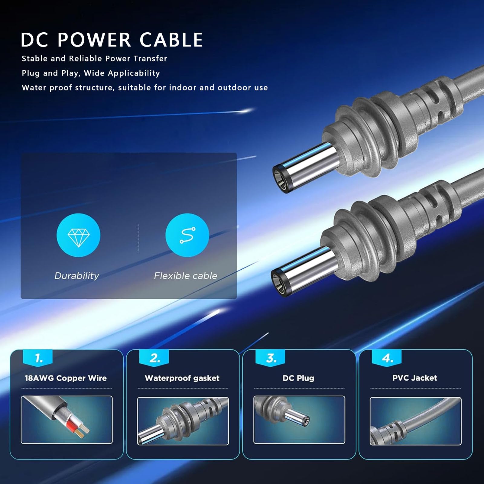 Starlink Cable, 3 in 1 12V 24V Car Charger Input to DC Power Cord for Starlink Mini Satellite Antenna, 5 Meter DC Port PD Type C Power Cable Extension