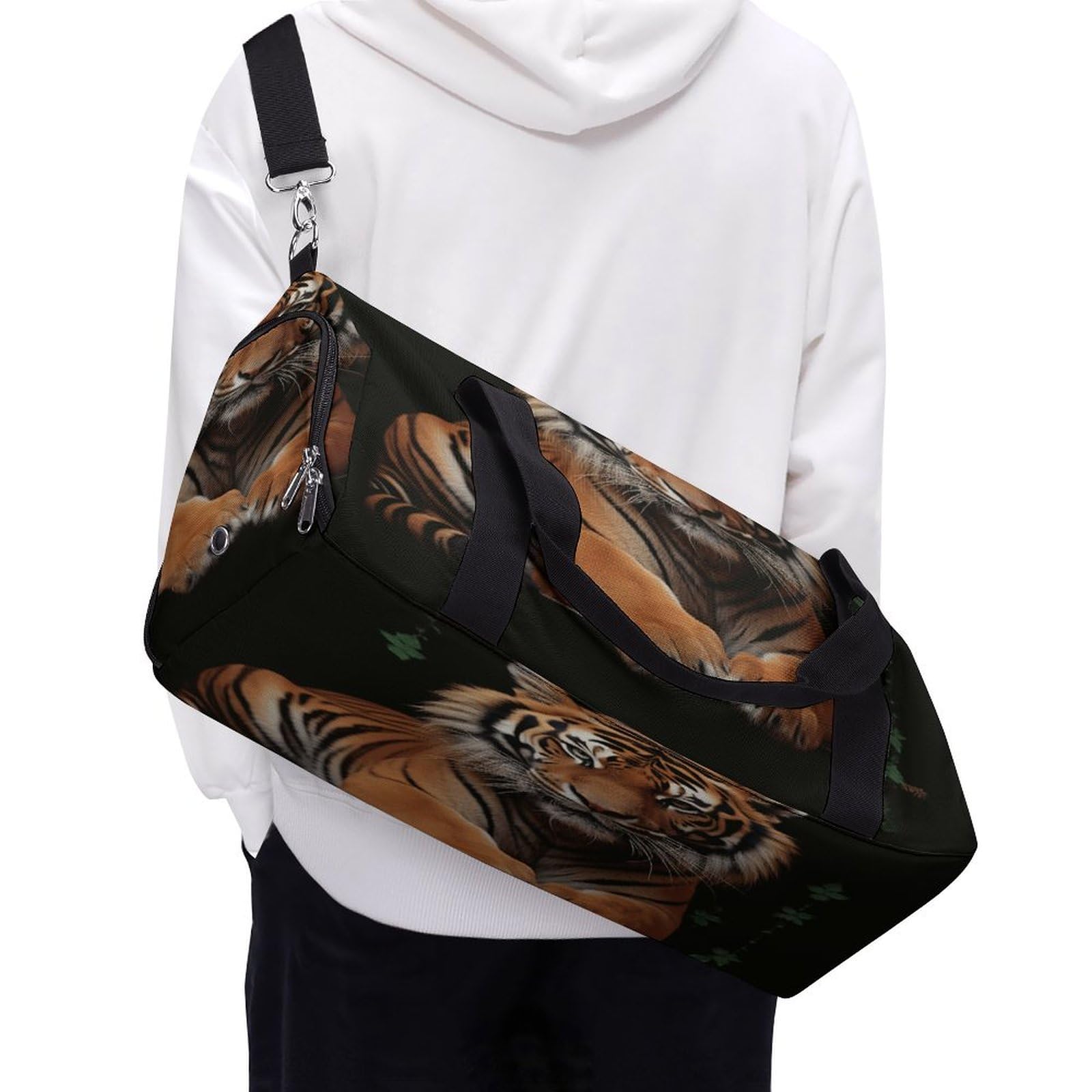 Turnbeutel für Damen und Herren, mit Tiger- und Pfoten-Aufdruck, wiederverwendbar, Turnbeutel mit Schuhfach, Stil, Einheitsgröße, modern, Stil:, Einheitsgröße, Modern