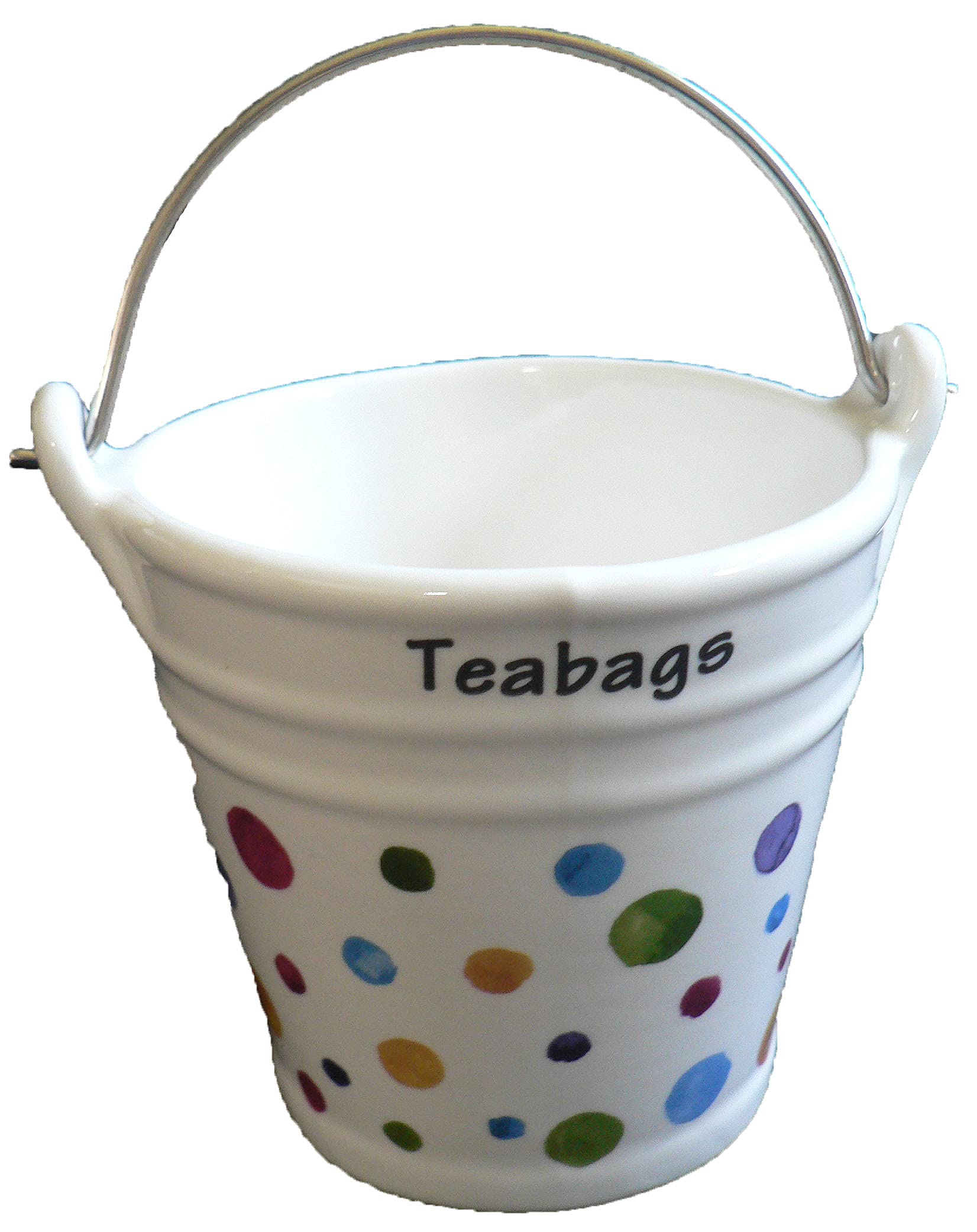 crackinchina Spots design large bucket teabag tidy, porcelain bucket teabag tidy, Multicolor