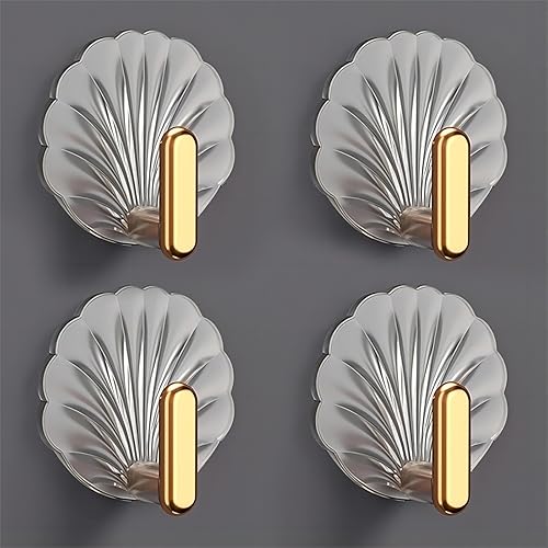 KINTEGOOD Gancho decorativo sin perforaciones, gancho de almacenamiento trasero de puerta, gancho adhesivo fuerte sin costuras (4 paquetes)