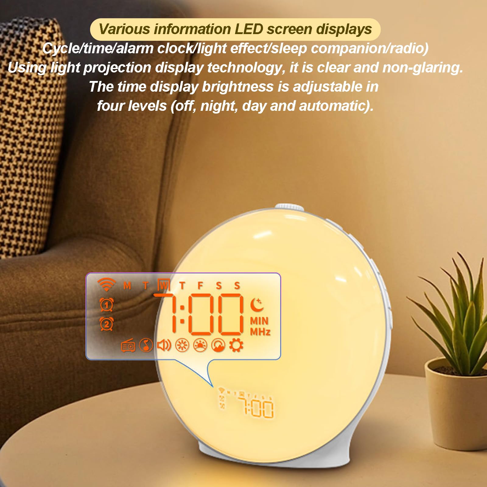 TsoLay Wake Up Light Sunrise Reloj Despertador, Wake Up Light con Simulación De Amanecer/Atardecer, 7 Sonidos De Alarma, 16 Niveles De Volumen Y 20 Niveles De Brillo De Iluminación Ajustables