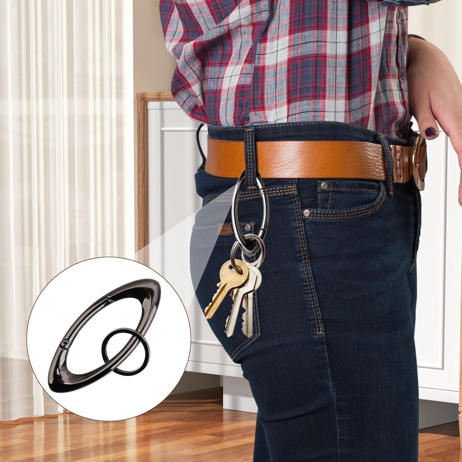 Star Carabiner Keychain, Y2K-Inspired Shiny Black Star Shaped Carabiner for Men and Women - Image 4