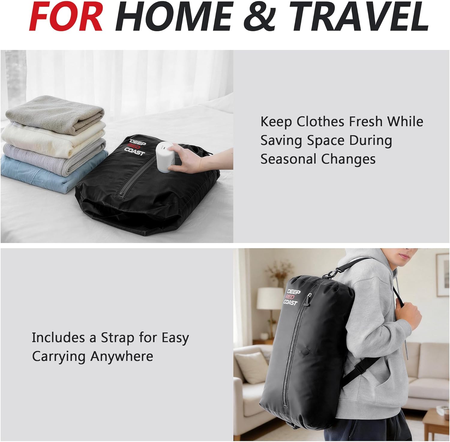 Vacuum Bags for Travel with Pump, 12GAL Compression Packing Cubes with Adjustable Shoulder Strap, IP68 Reusable Vacuum Packing Cubes for Luggage, Backpack, Suitcase, Yoga, Swim, Beach - Image 7