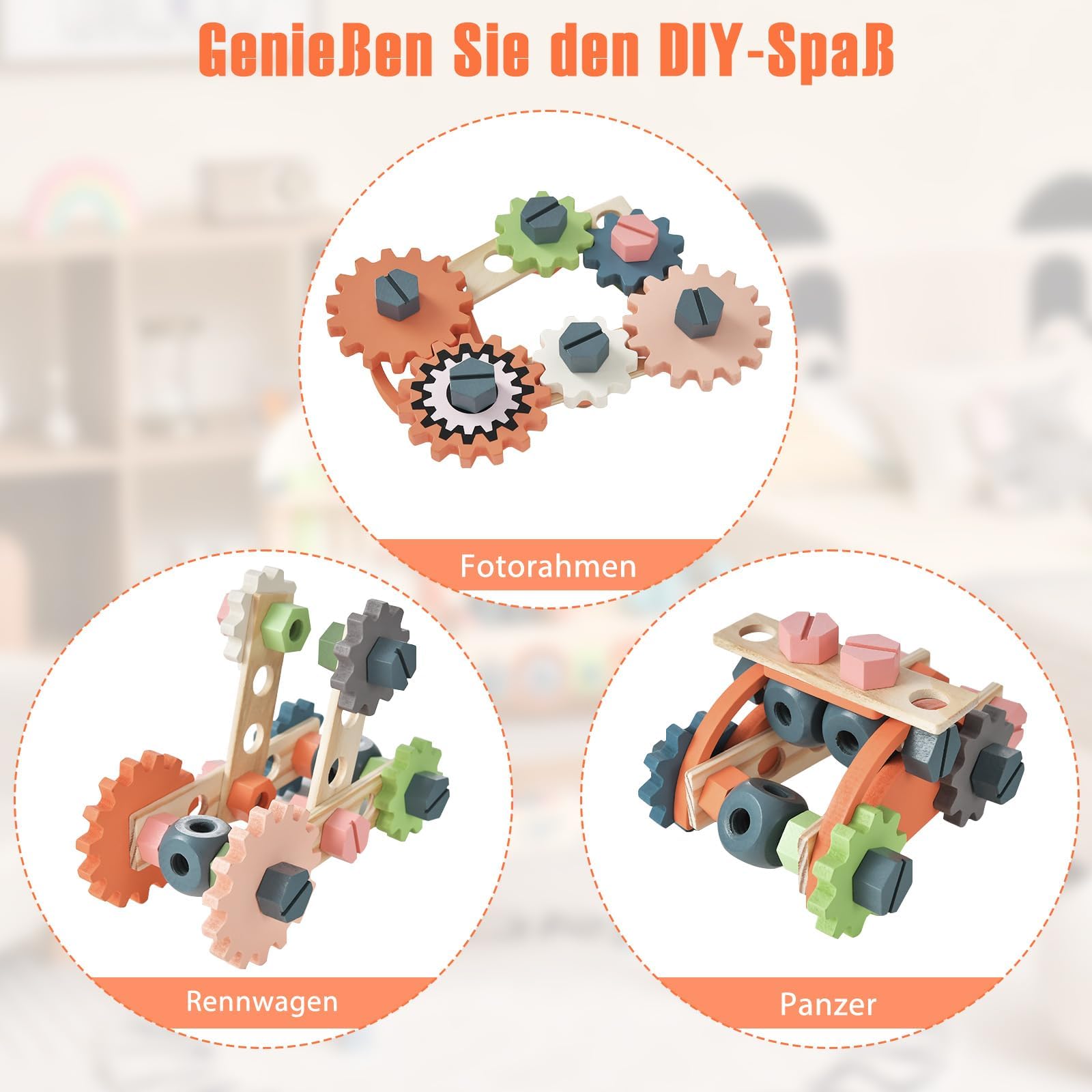 FANTASK Werkzeugbank für Kinder, Spielwerkbank Holz mit magnetischem Gestell, Ablageregal & Zubehör, Werkstatt Werkbank mit Werkzeugen Set Montessori für Kinder ab 3 Jahren