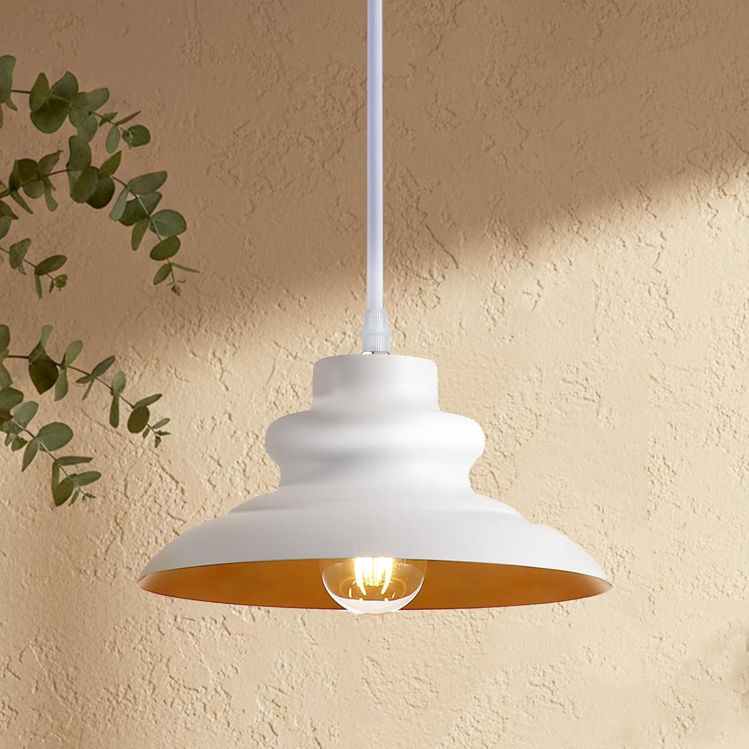 Pendant Light Fixture, Hanging Light for Kitchen Island Dining Room Bedroom Foyer, E26 Base Metal 1-Light Ceiling Lamp