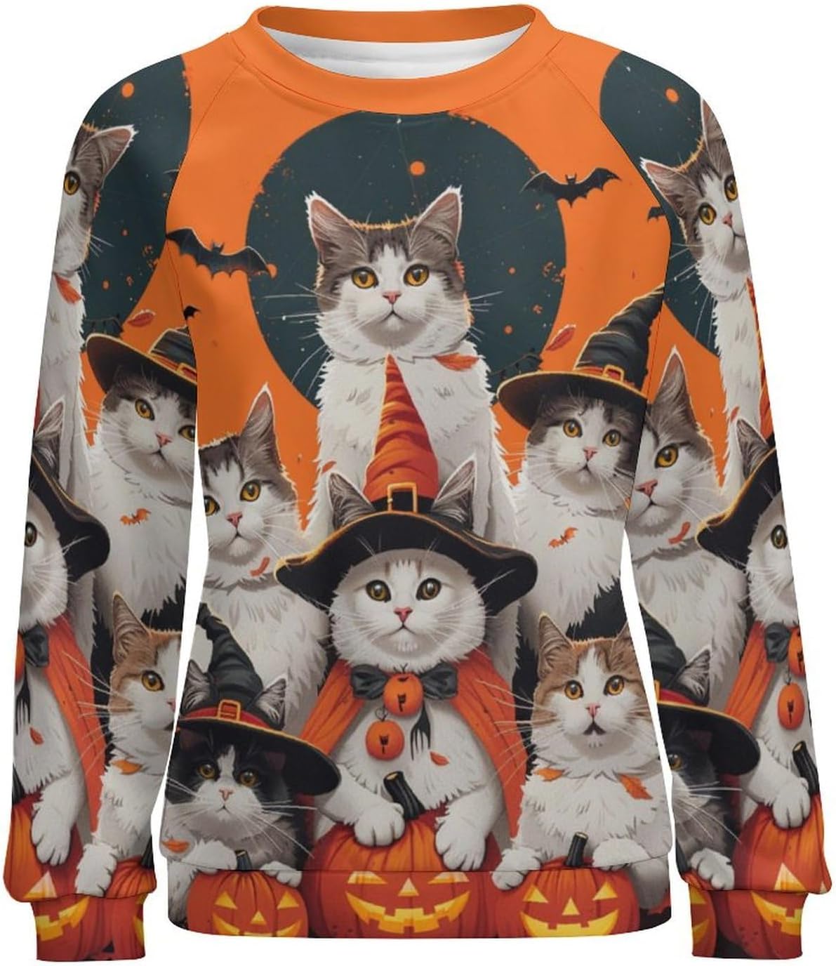 Sweatshirt for Women Halloween Cat Print Crewneck Casual Vacation Trendy Fashion Funny Warm Long Sleeve Shirts - Image 4