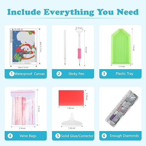 Miniatura 6 de SENQAO Kits de pintura de diamantes de Navidad para adultos, kits de arte de diamantes de pingüino de Navidad 5D, pingüino de invierno, arte de