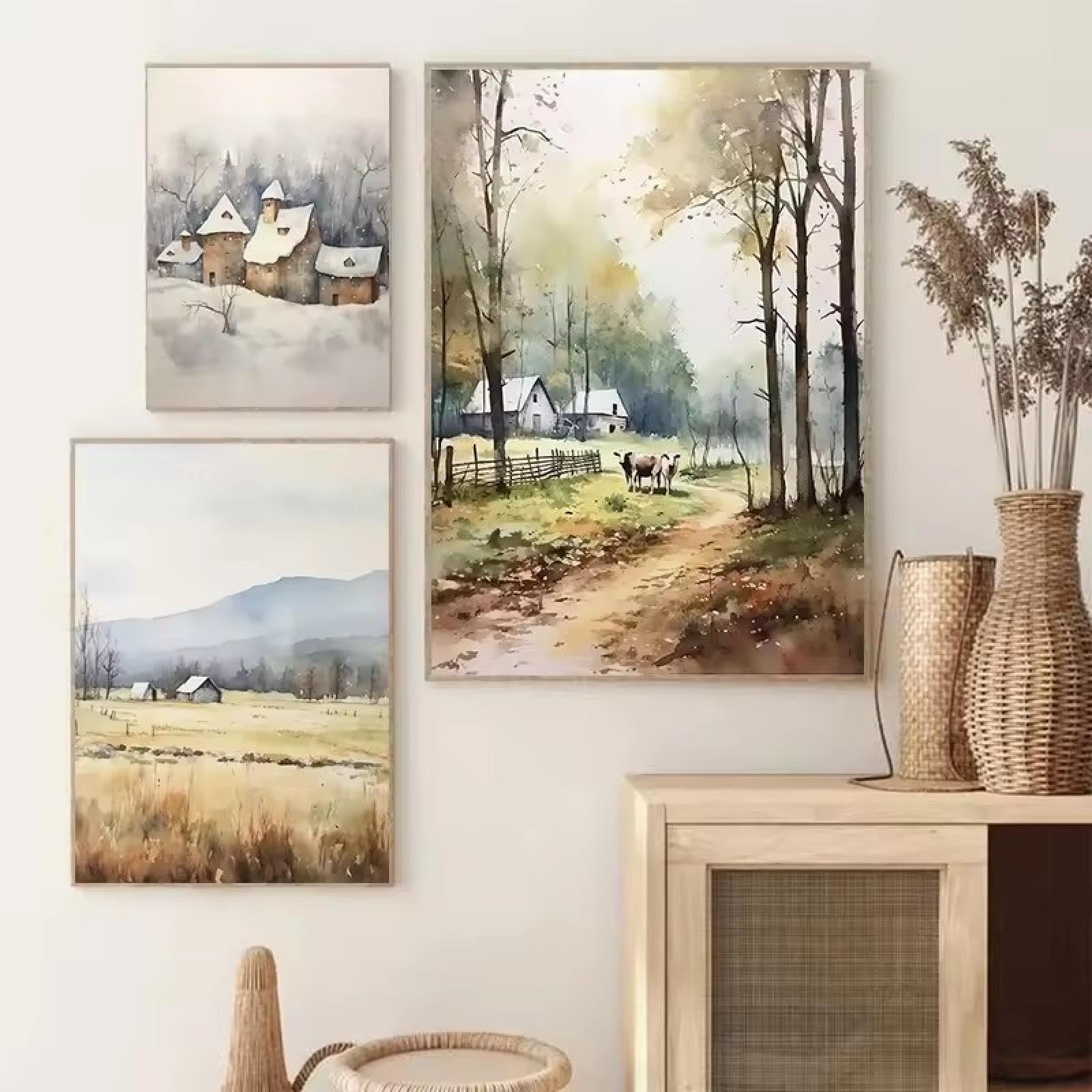 Toile impressionniste de qualité supérieure champ de fleurs aquarelle - 8