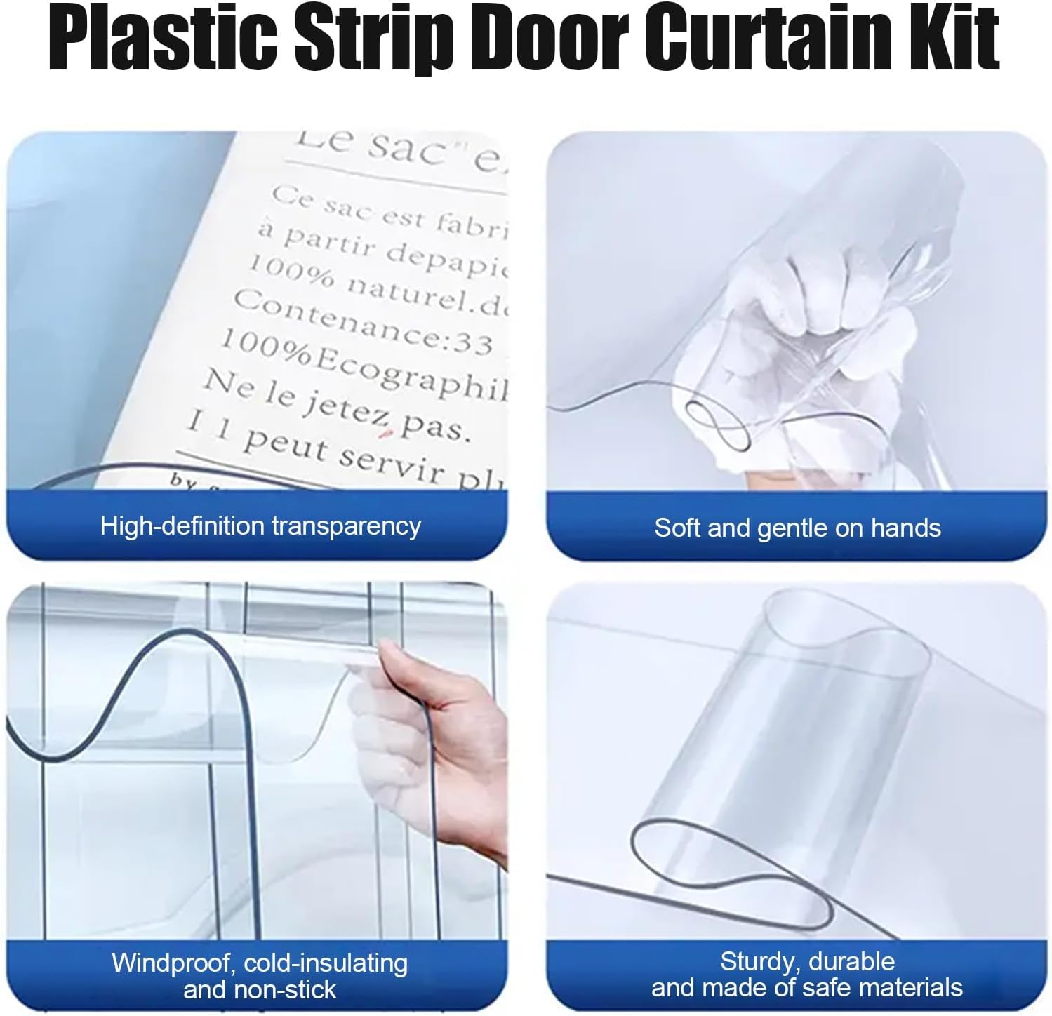 Windproof PVC Strip Door Curtain for Commercial Entry - Walk-in Freezer & Cooler, Warehouse & Home Use (W240xH200cm/94.49x78.74in) - Durable Vinyl Barrier