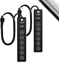 Vista 9 de GE home electric GE - Protector SurGE de 6 tomas, paquete de 4, cable de extensión de 15 pies, 800 julios, enchufe plano, cubiertas de seguridad