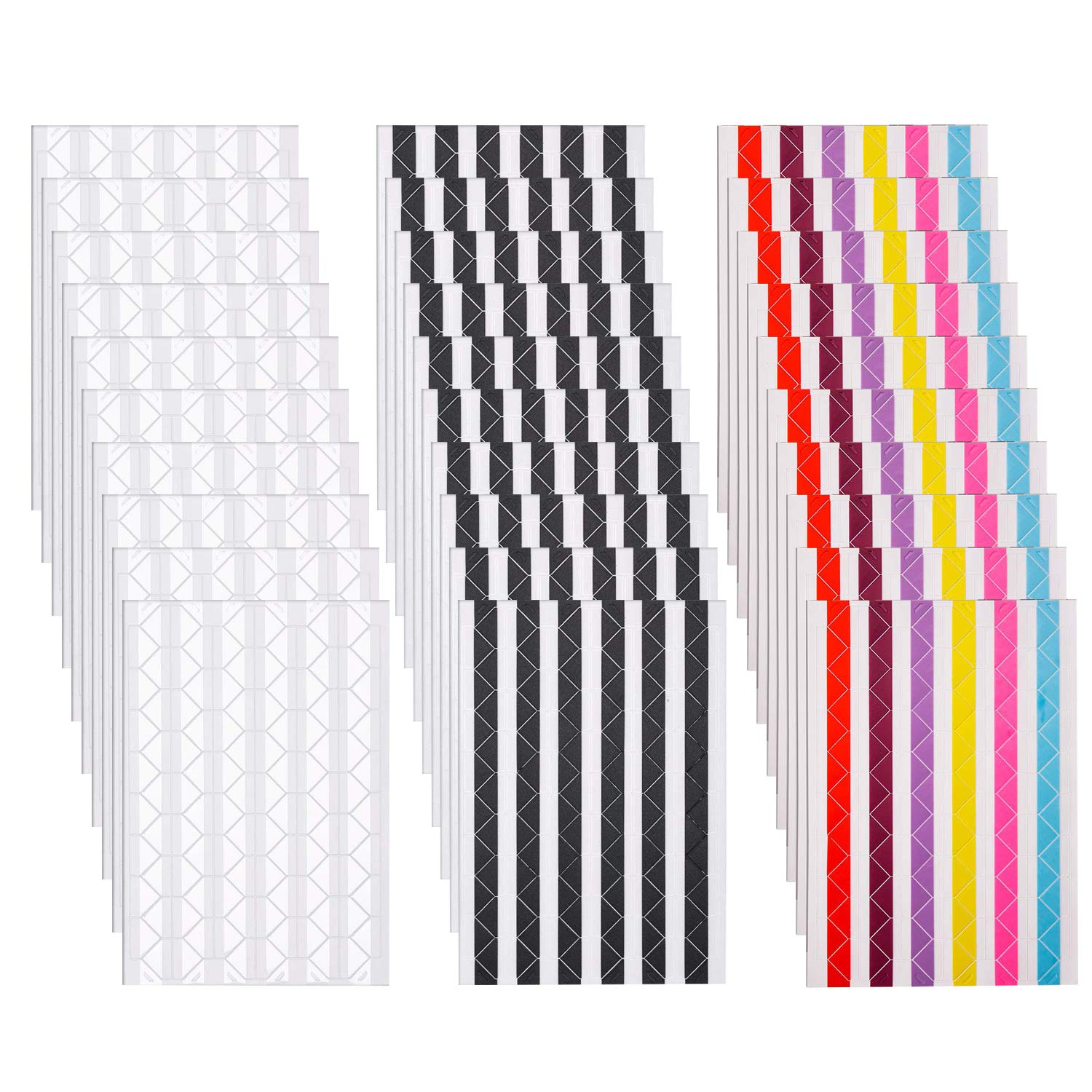 Senkary 30 hojas (3060 piezas) pegatinas de esquina de fotos autoadhesivas para álbumes de recortes (negro, blanco y multicolor)