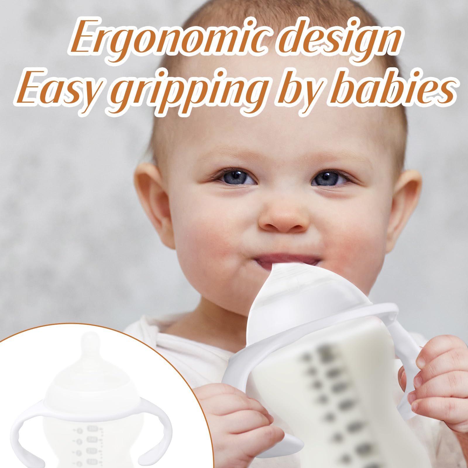 4 Pezzi Manici per Biberon per Tommee Tippee, Impugnatura Ergonomica e Antiscivolo Senza BPA Manici Biberon for l'Allattamento dei Neonati (Blu, Bianco)
