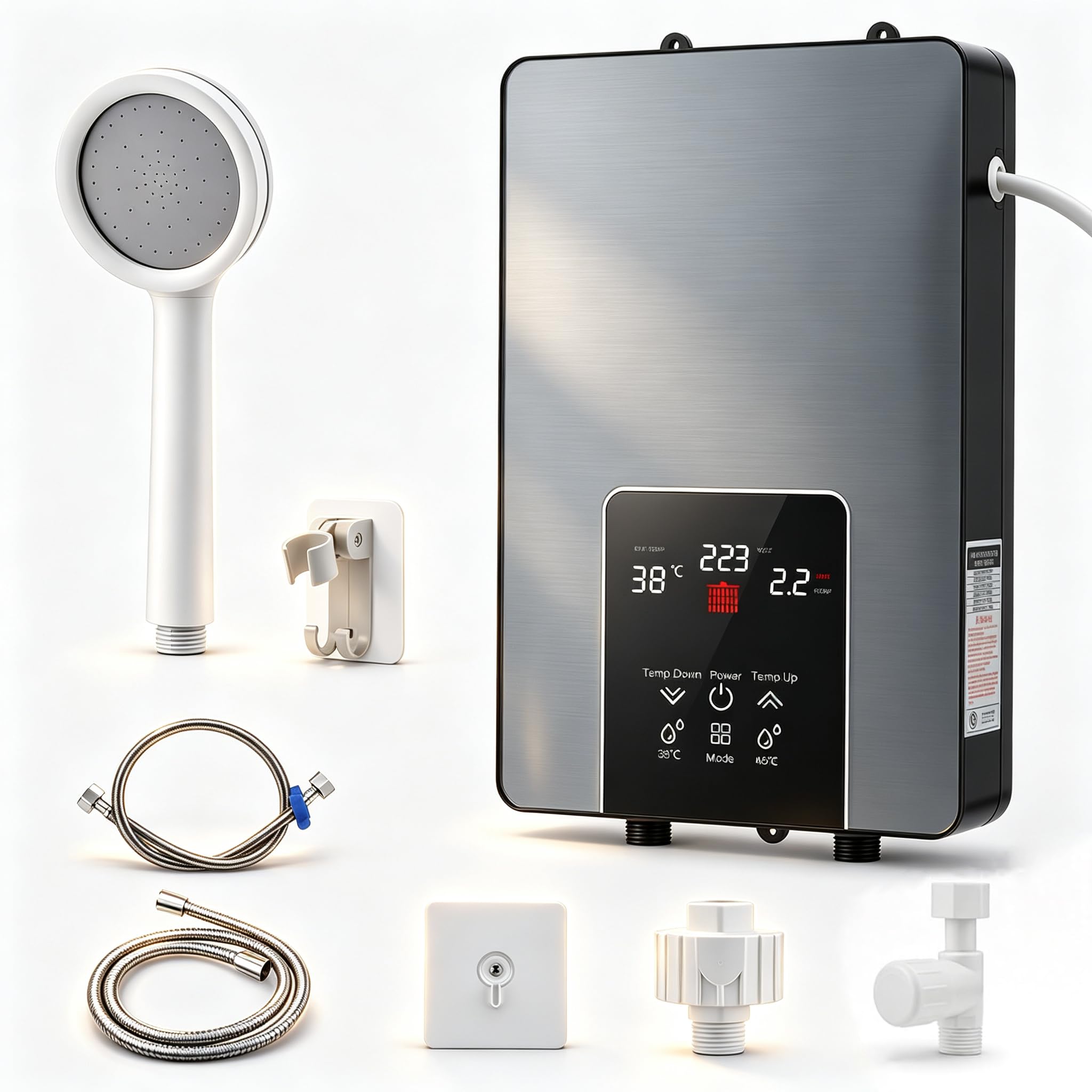 Mini calentador de agua, 6000 W, calentador de agua eléctrico sin depósito, con LED, regulador electrónico, resistente al agua y a las heladas, para cocina, baño, ducha y jardín