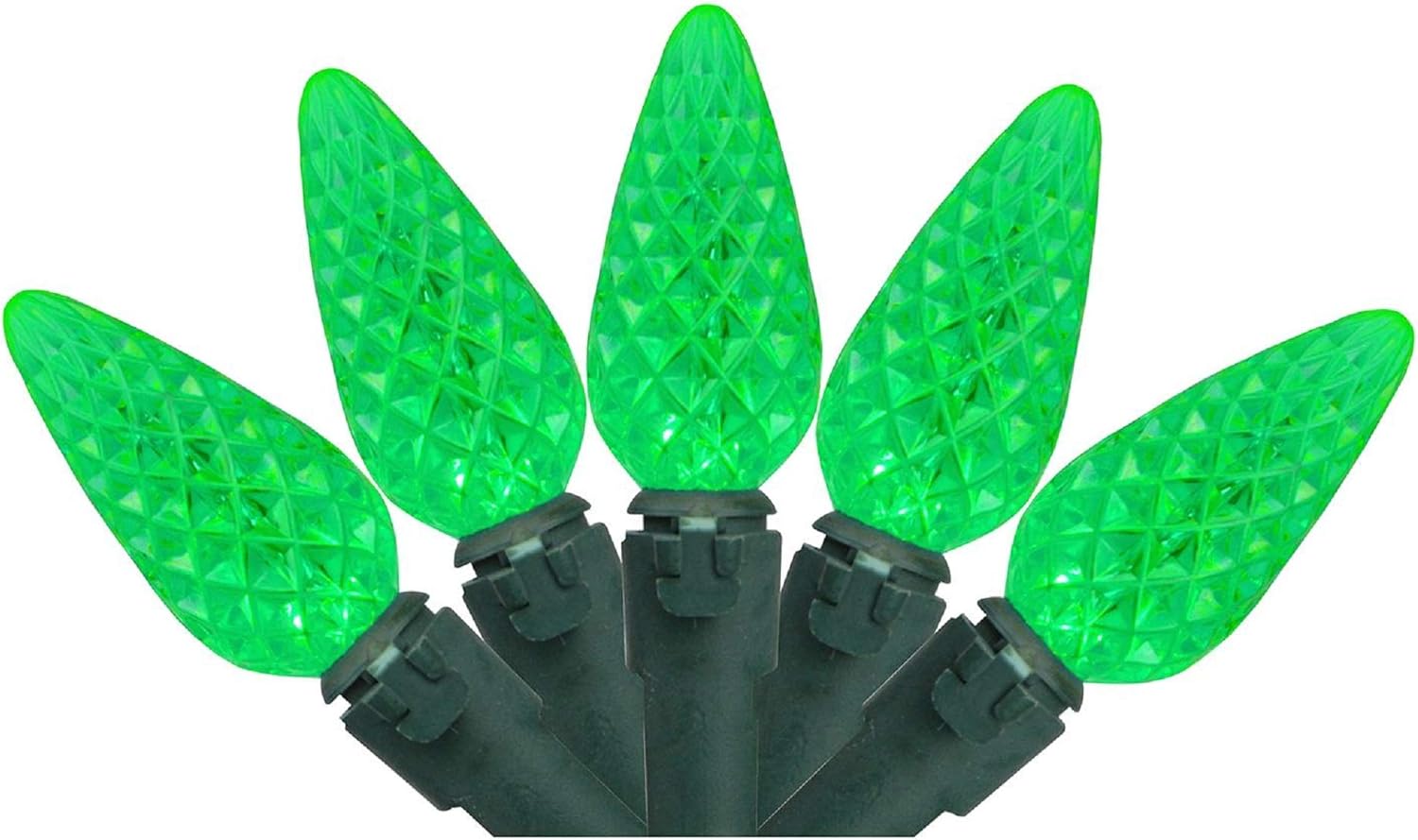 70Count Green LED C6 Christmas Light Set 23ft Green Wire