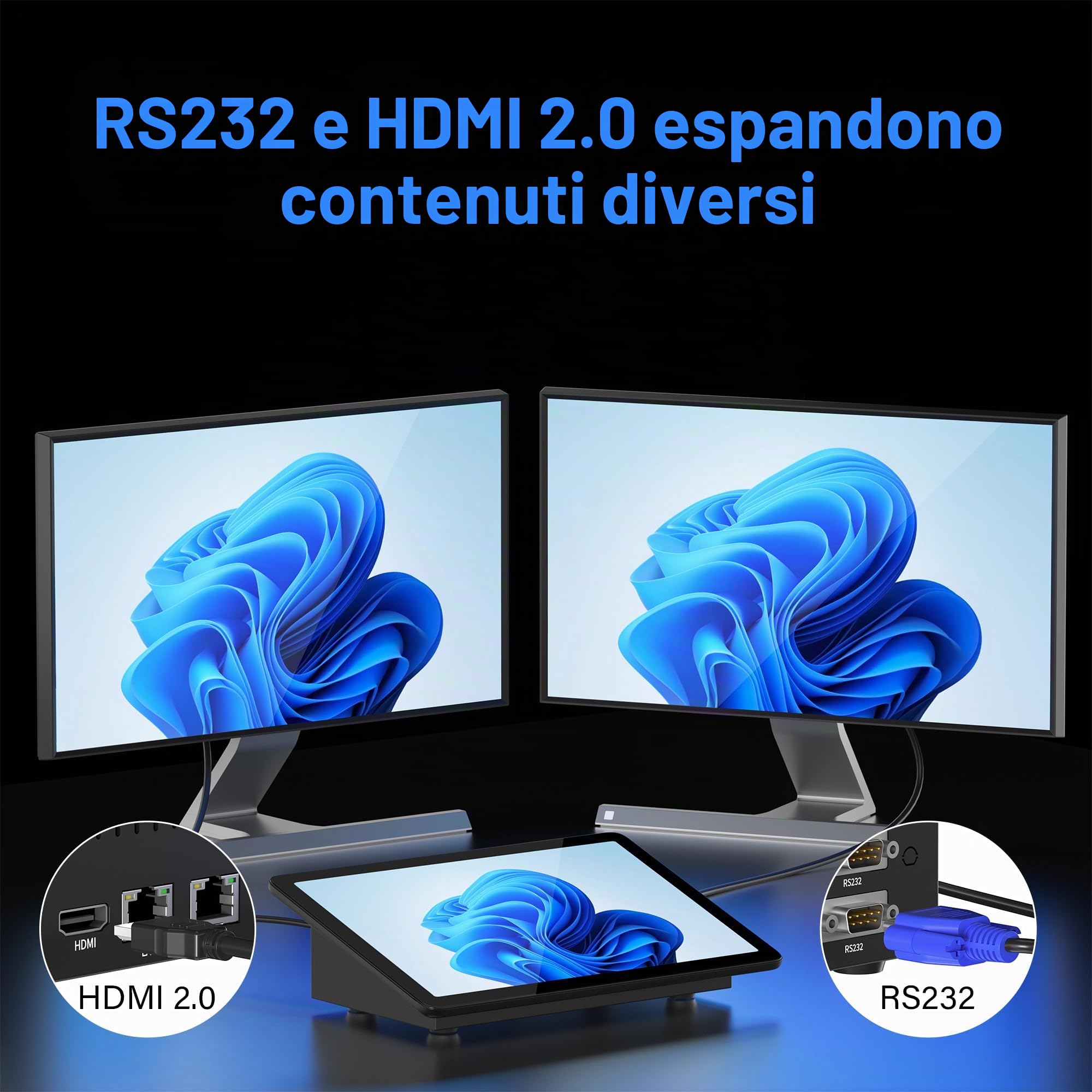 Computer Mini PC Mini Desktop PC Win 11 N5095, 8GB RAM, 128GB eMMC, Touchscreen PC-mini da 11,6 Pollici, 4K Doppia Uscita Display HDMI 2,0 Type-C3.1, WiFi5.0, BT5,0, Doppio RS232
